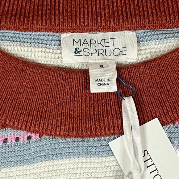 Market & Spruce Stitch Fix Womens XL Multicolor Striped Open knit Sweater NWT - Picture 5 of 10